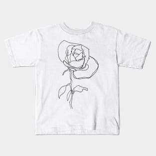 Rose Flower one line art Kids T-Shirt